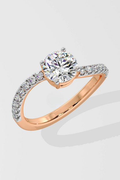1.0 CT Round Cut Lab Grown Diamond Pave Set Solitaire Ring