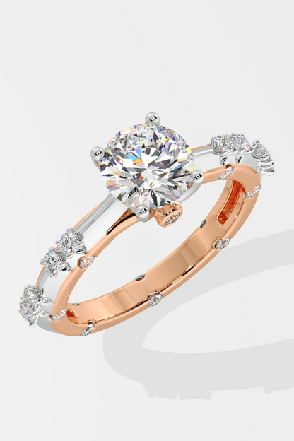 1.5 CT Lab Grown Diamond Pave Set Solitaire Engagement Diamond Ring