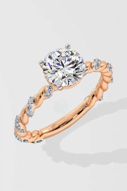 1 CT Round Cut Lab Grown Diamond Twist Diamonds Solitaire Engagement Ring