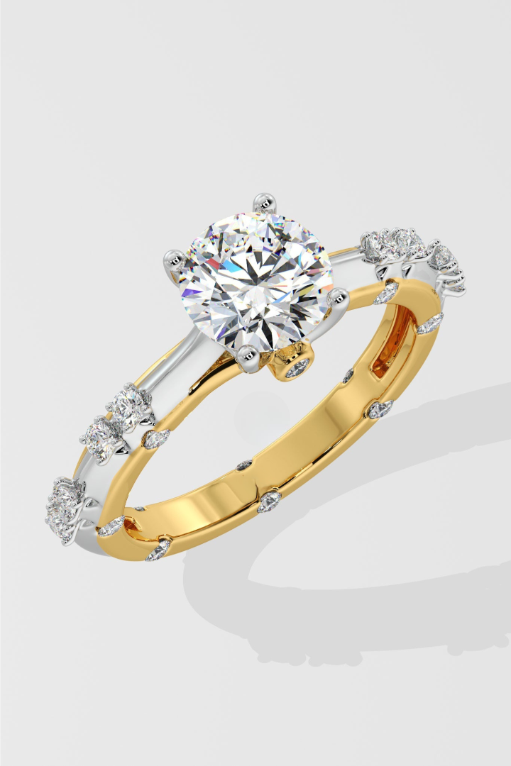 1.5 CT Lab Grown Diamond Pave Set Solitaire Engagement Diamond Ring