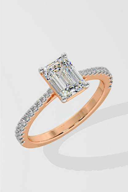 Emerald Cut 1.5 CT Lab Grown Diamond Simple Solitaire Daily Wear Ring for Women