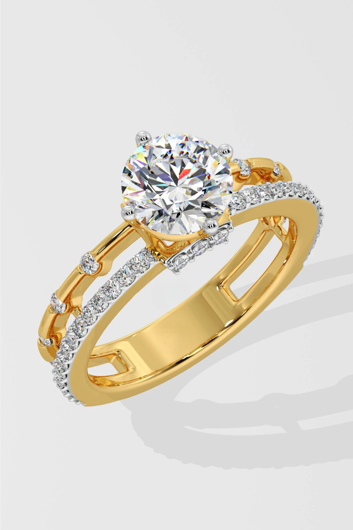 Round 1.5 CT Lab Grown Diamond Split-Shank Solitaire Engagement Ring