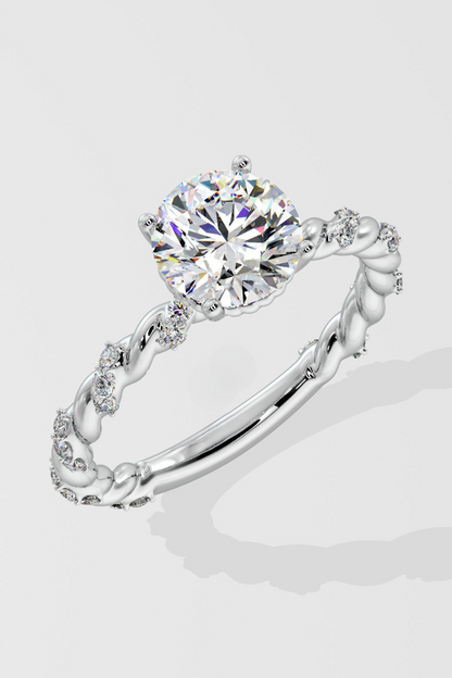 1 CT Round Cut Lab Grown Diamond Twist Diamonds Solitaire Engagement Ring