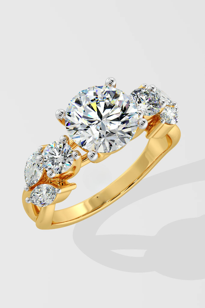 Solitaire Round 1.5 CT Lab Grown Diamond Mix Diamond Engagement Ring