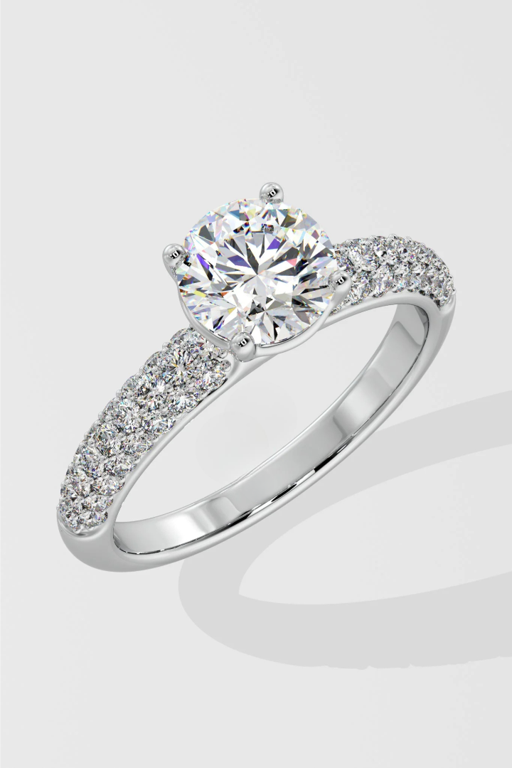 1.5 CT Lab Grown Diamond Pave Set Solitaire Engagement Diamond Ring