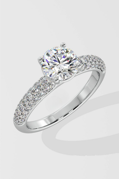 1.5 CT Lab Grown Diamond Pave Set Solitaire Engagement Diamond Ring