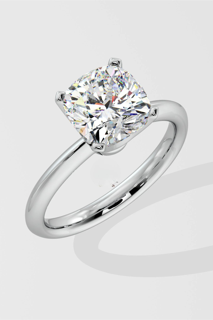 Princess Cut 2.0 CT Lab Grown Diamond 4 Prong Solitaire Engagement Ring