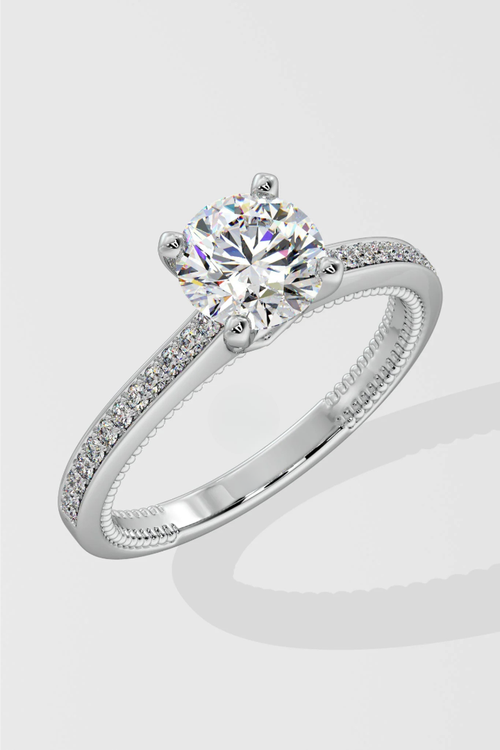 Round 1.3 CT Lab Grown Diamond Solitaire Engagement Ring