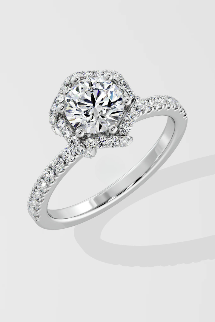 Round 1.5 CT Lab Grown Diamond Crown Diamond Band Solitaire Wedding Ring