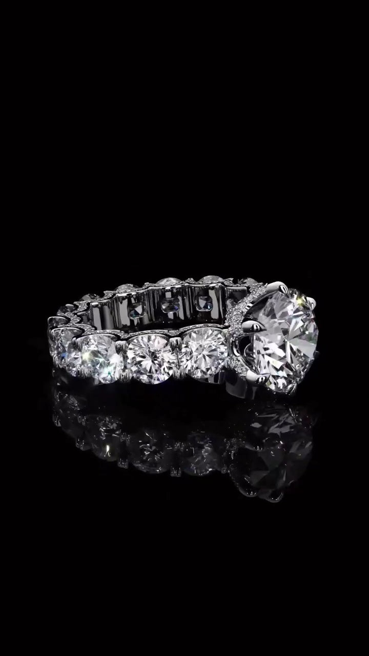 Round Cut 1.5 CT Lab Grown Diamond Fully Iced with Diamonds Solitaire Engagement Ring