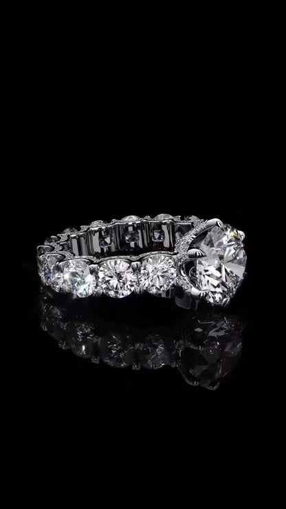 Round Cut 1.5 CT Lab Grown Diamond Fully Iced with Diamonds Solitaire Engagement Ring