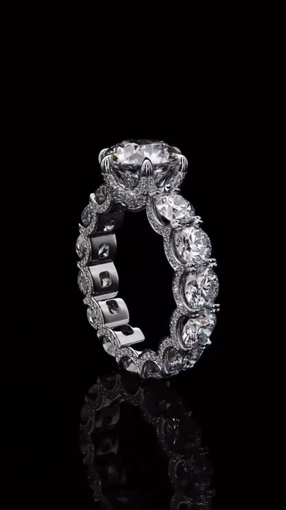 Round Cut 1.5 CT Lab Grown Diamond Fully Iced with Diamonds Solitaire Engagement Ring