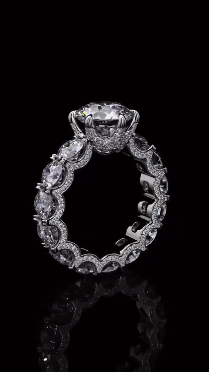 Round Cut 1.5 CT Lab Grown Diamond Fully Iced with Diamonds Solitaire Engagement Ring