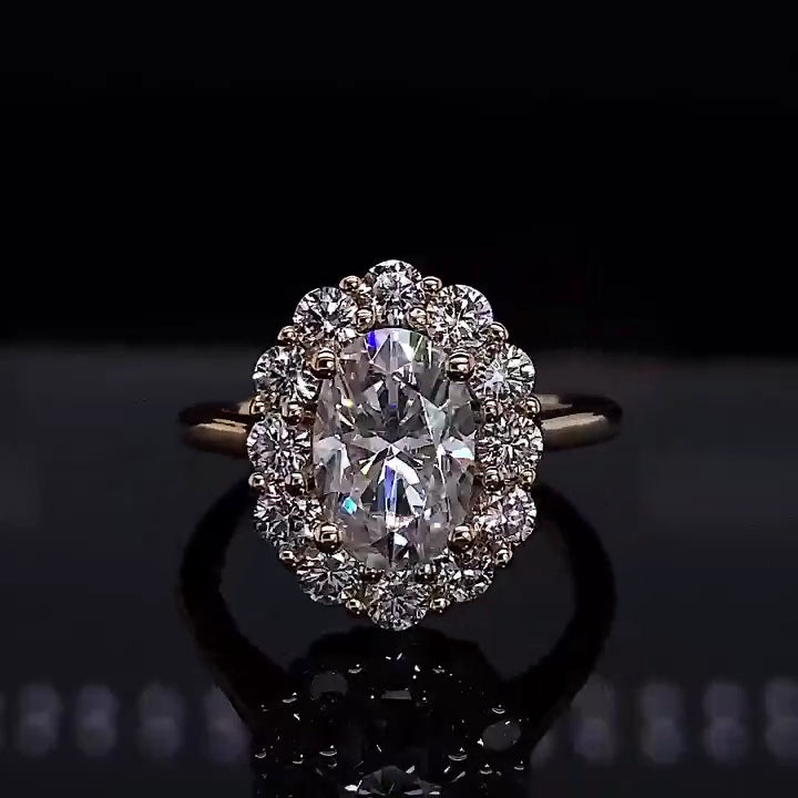 Oval Cut 2.0 CT Lab Grown Diamond Solitaire Flower Outfit Custom Ring for Her