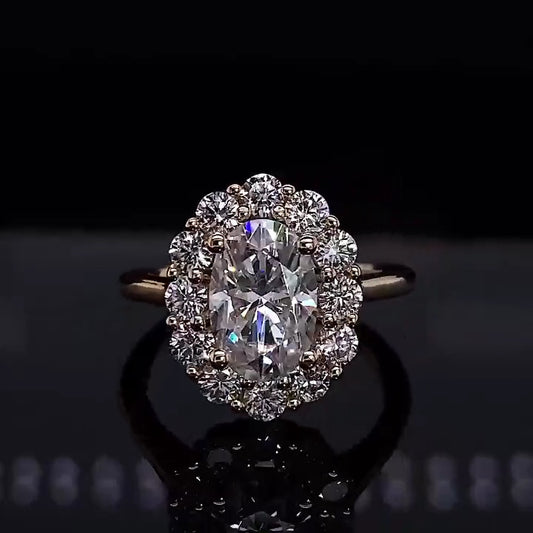 Oval Cut 2.0 CT Lab Grown Diamond Solitaire Flower Outfit Custom Ring for Her