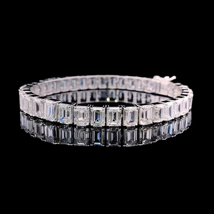 Classic 1 CT Emerald-Cut Diamond Tennis Bracelet Unisex