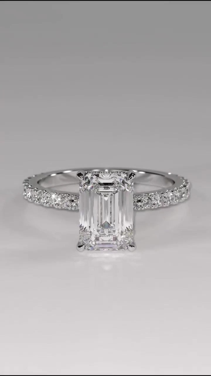 Emerald Cut 2 CT Lab Grown Diamond Simple Solitaire Engagement Ring