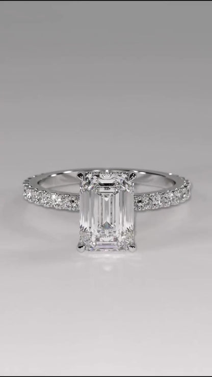 Emerald Cut 2 CT Lab Grown Diamond Simple Solitaire Engagement Ring