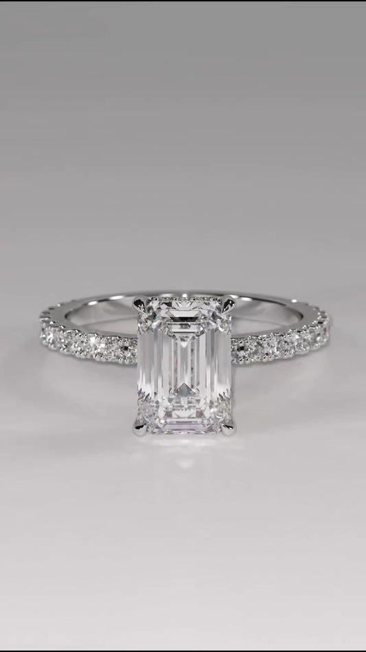 Emerald Cut 2 CT Lab Grown Diamond Simple Solitaire Engagement Ring