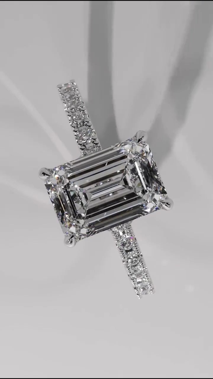 Emerald Cut 2 CT Lab Grown Diamond Simple Solitaire Engagement Ring