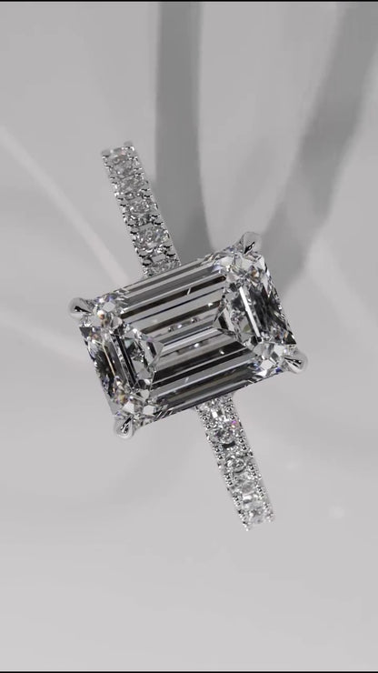 Emerald Cut 2 CT Lab Grown Diamond Simple Solitaire Engagement Ring