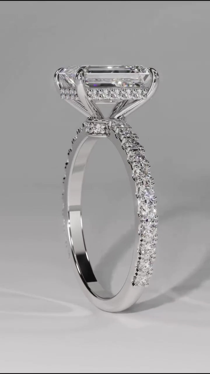 Emerald Cut 2 CT Lab Grown Diamond Simple Solitaire Engagement Ring