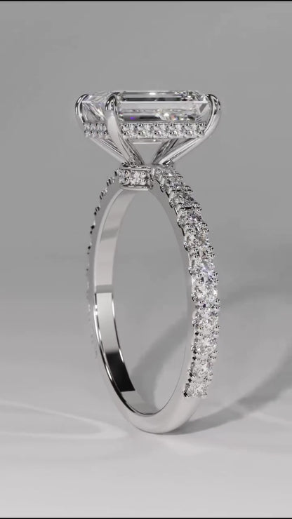 Emerald Cut 2 CT Lab Grown Diamond Simple Solitaire Engagement Ring