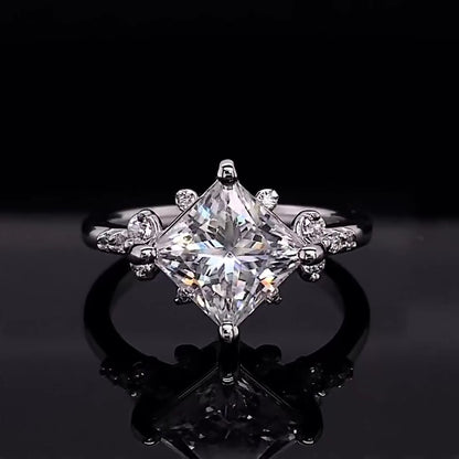 2 CT Princess Cut Lab Grown Diamond 4 Prong Set Beautiful Solitaire Ring