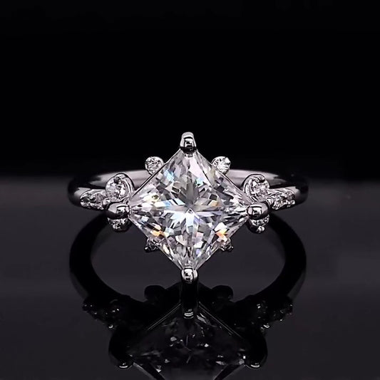 2 CT Princess Cut Lab Grown Diamond 4 Prong Set Beautiful Solitaire Ring