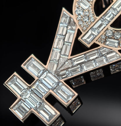 Custom Fully Iced VVS Moissanite Golden Font & $ Pendant