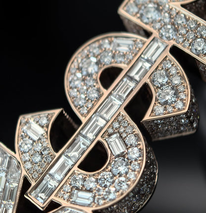 Custom Fully Iced VVS Moissanite Golden Font & $ Pendant