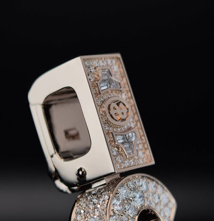 Custom Fully Iced VVS Moissanite Golden Font & $ Pendant