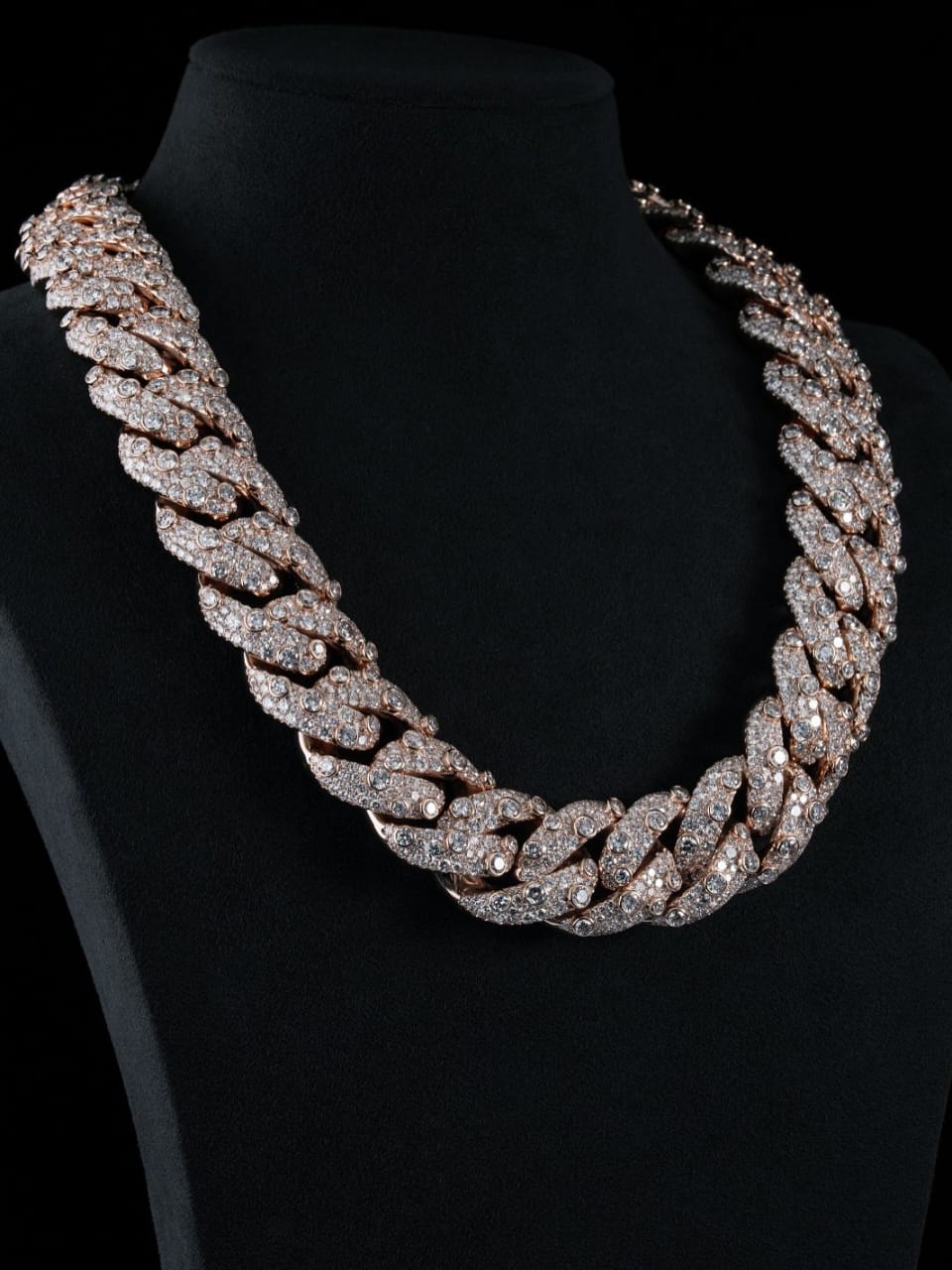 Luxury VVS Moissanite Miami Cuban Link Chain, fully iced out with a golden finish, designed for a luxurious
