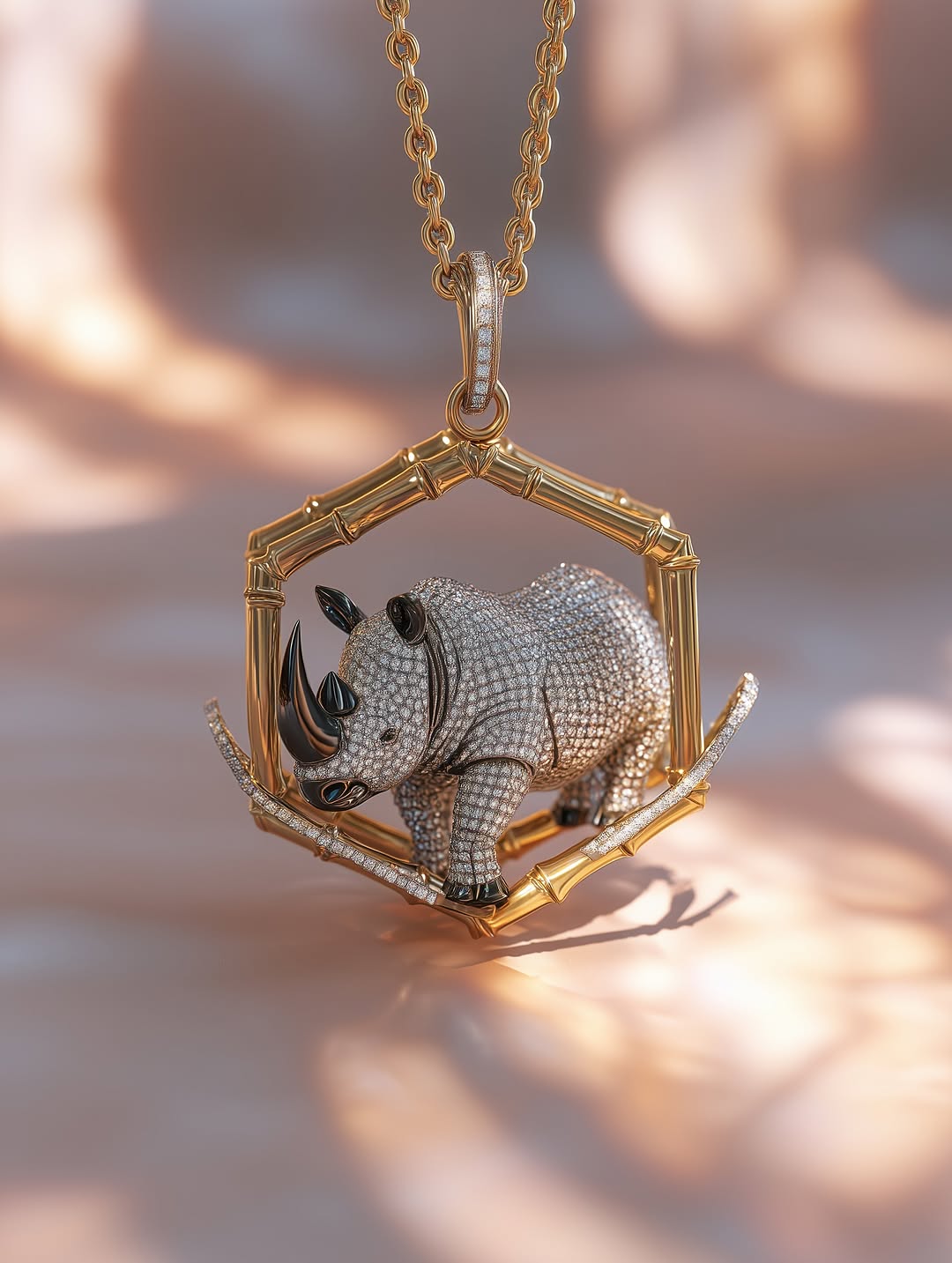 CUSTOM ANIMAL ROUND BAND LINK MOISSANITE VVS DIAMOND PENDANT