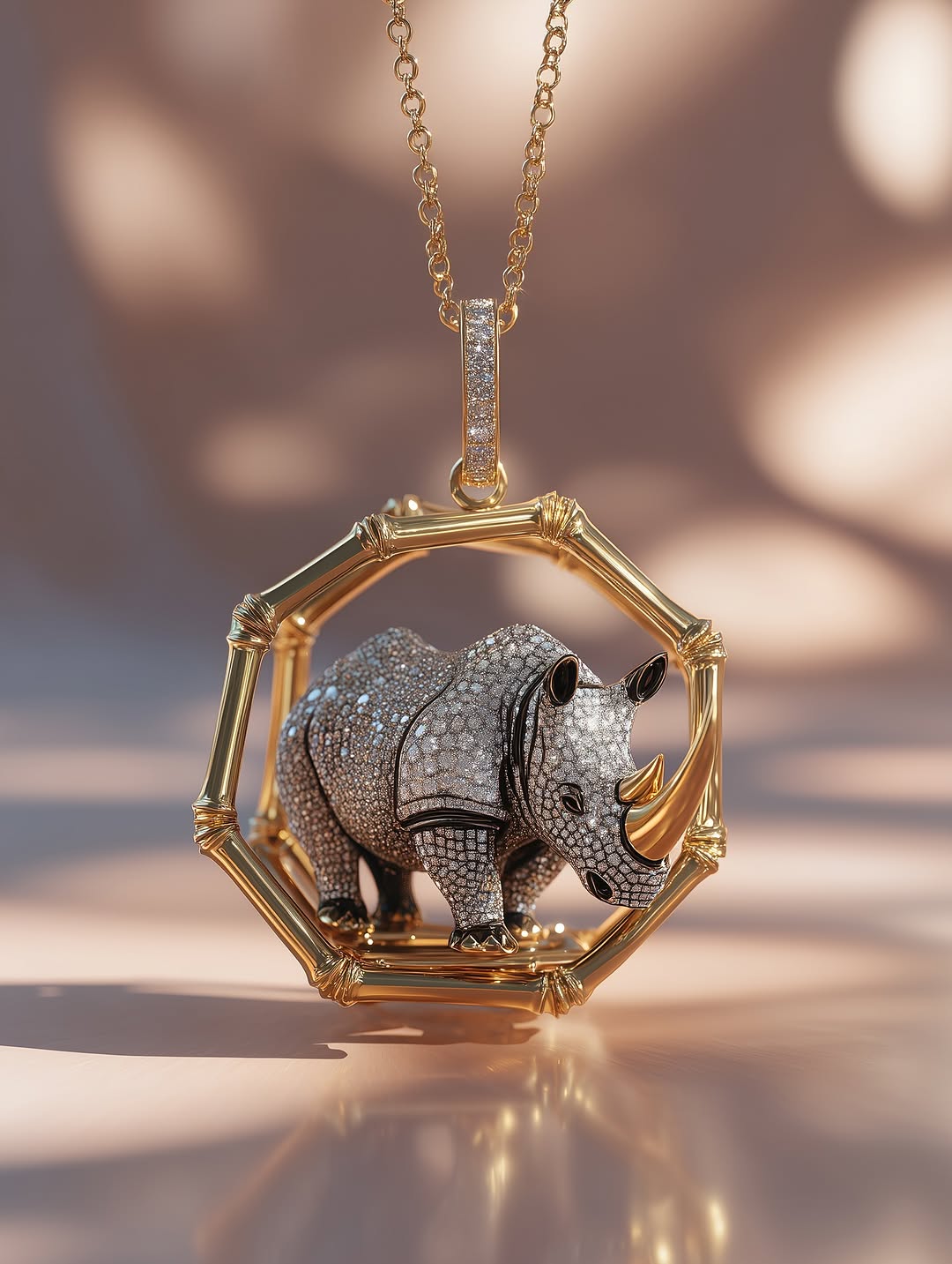 CUSTOM ANIMAL ROUND BAND LINK MOISSANITE VVS DIAMOND PENDANT