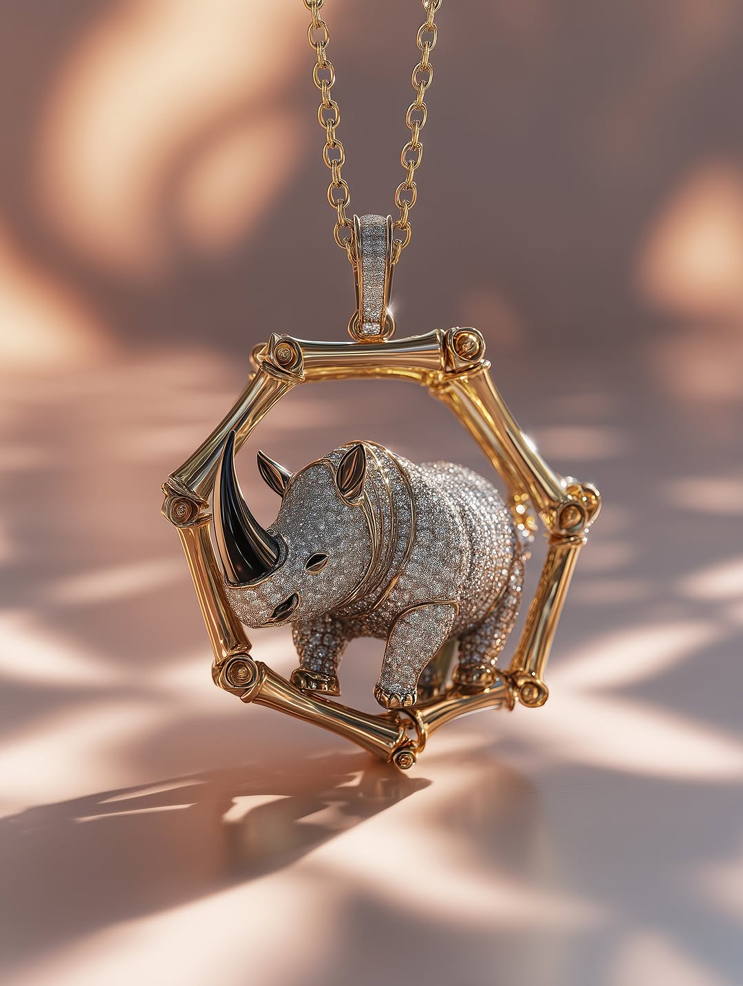 CUSTOM ANIMAL ROUND BAND LINK MOISSANITE VVS DIAMOND PENDANT