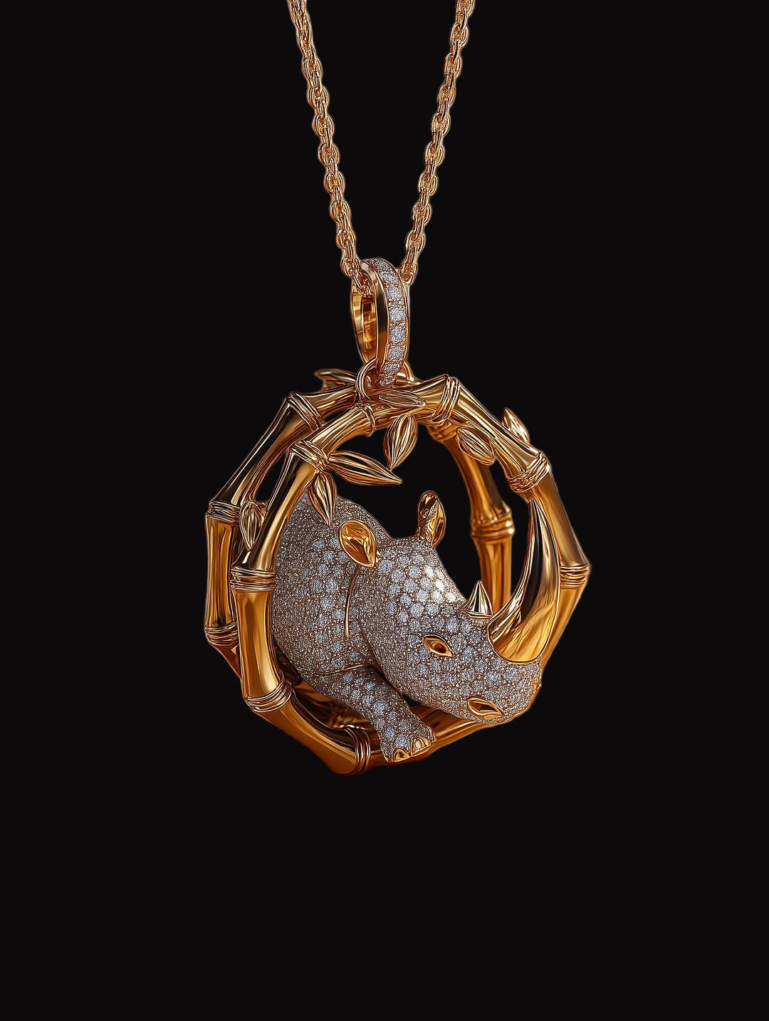 CUSTOM ANIMAL ROUND BAND LINK MOISSANITE VVS DIAMOND PENDANT