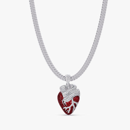 Iced-Out Custom Red Heart VVS Moissanite Diamond Pendant