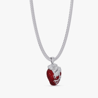 Iced-Out Custom Red Heart VVS Moissanite Diamond Pendant