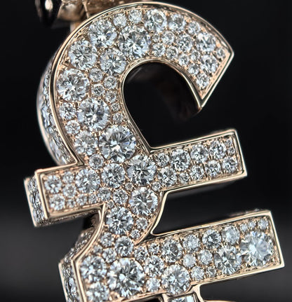 Custom Fully Iced VVS Moissanite Golden Font & $ Pendant