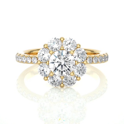 Exquisite 1 CT Round Lab-Grown Diamond Pave-Set Halo Solitaire Ring