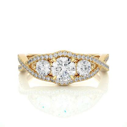Elegant 1 CT Round Lab-Grown Diamond Trio Infinity Twist-Band Wedding Ring