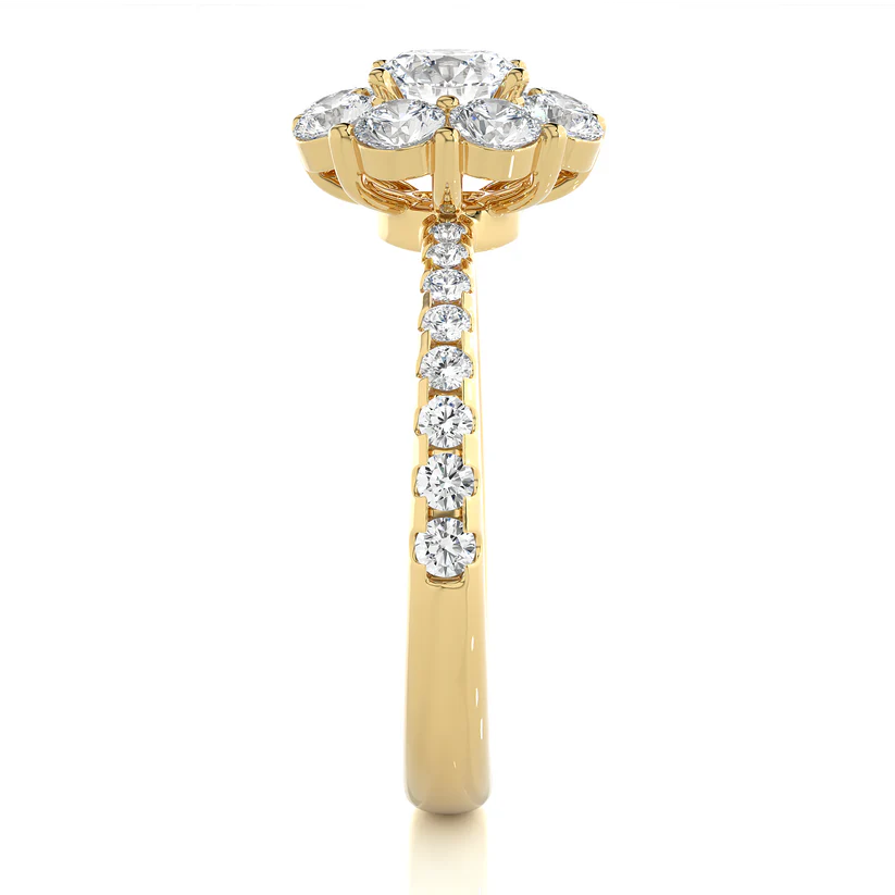 Exquisite 1 CT Round Lab-Grown Diamond Pave-Set Halo Solitaire Ring