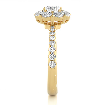 Exquisite 1 CT Round Lab-Grown Diamond Pave-Set Halo Solitaire Ring