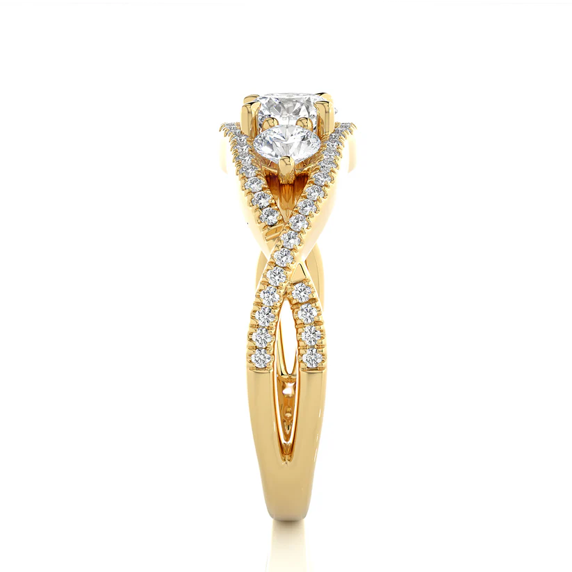 Elegant 1 CT Round Lab-Grown Diamond Trio Infinity Twist-Band Wedding Ring