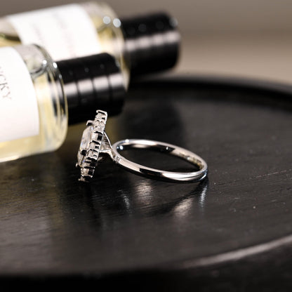 Solid Gold Asscher Cut Moissanite Engagement Ring, Anniversary Gift Birthday Gift for Women Wife