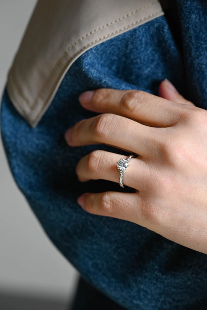 Solid Gold Round Cut Moissanite Engagement Ring, Anniversary Gift Birthday Gift for Women Wife