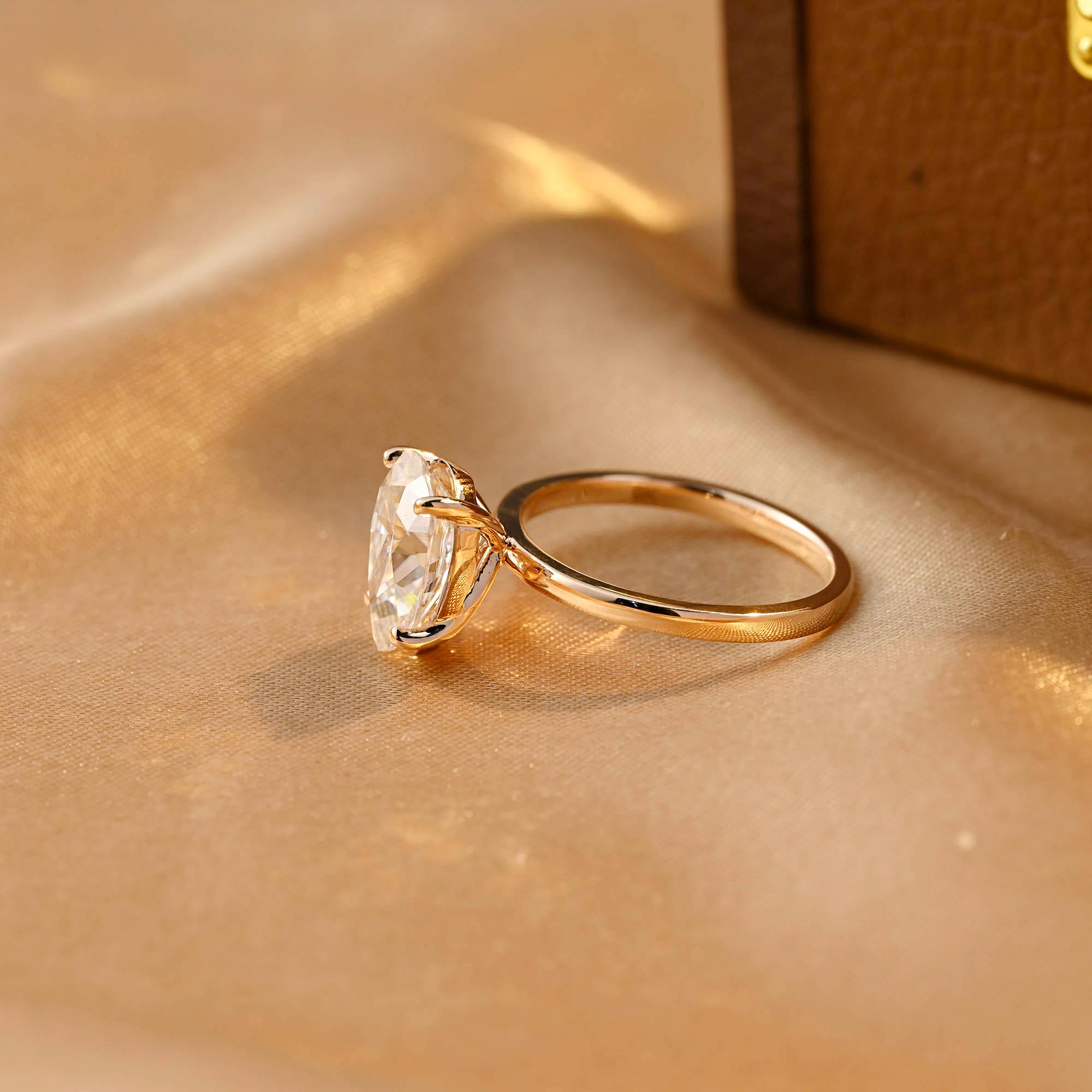 Solid Gold Pear Cut Solitaire Tear Drop Moissanite Engagement Ring, Anniversary Ring for Women, Moissanite Gifts
