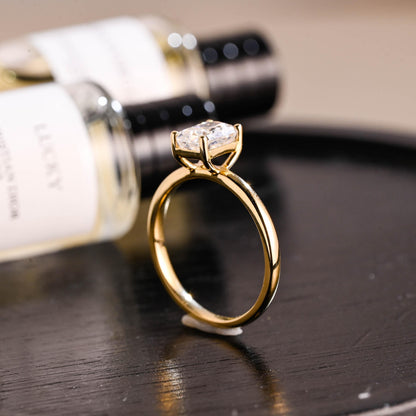Solid Gold Crushed Ice Radiant Cut Moissanite Engagement Ring, Solitaire Ring, Anniversary Gift