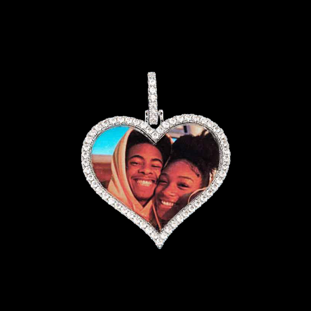 VVS Moissanite Diamond Heart Shape Photo Pendant